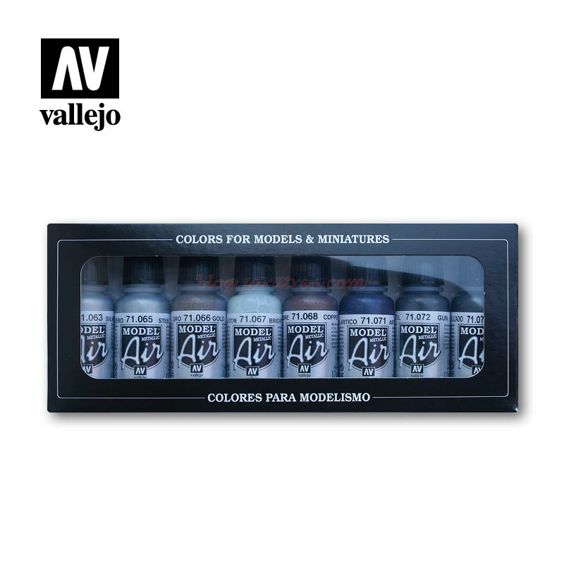 Vallejo – Set basico de Model Air, Colores Metalicos, 8 botes de 17 ml. Ref: 71.176.