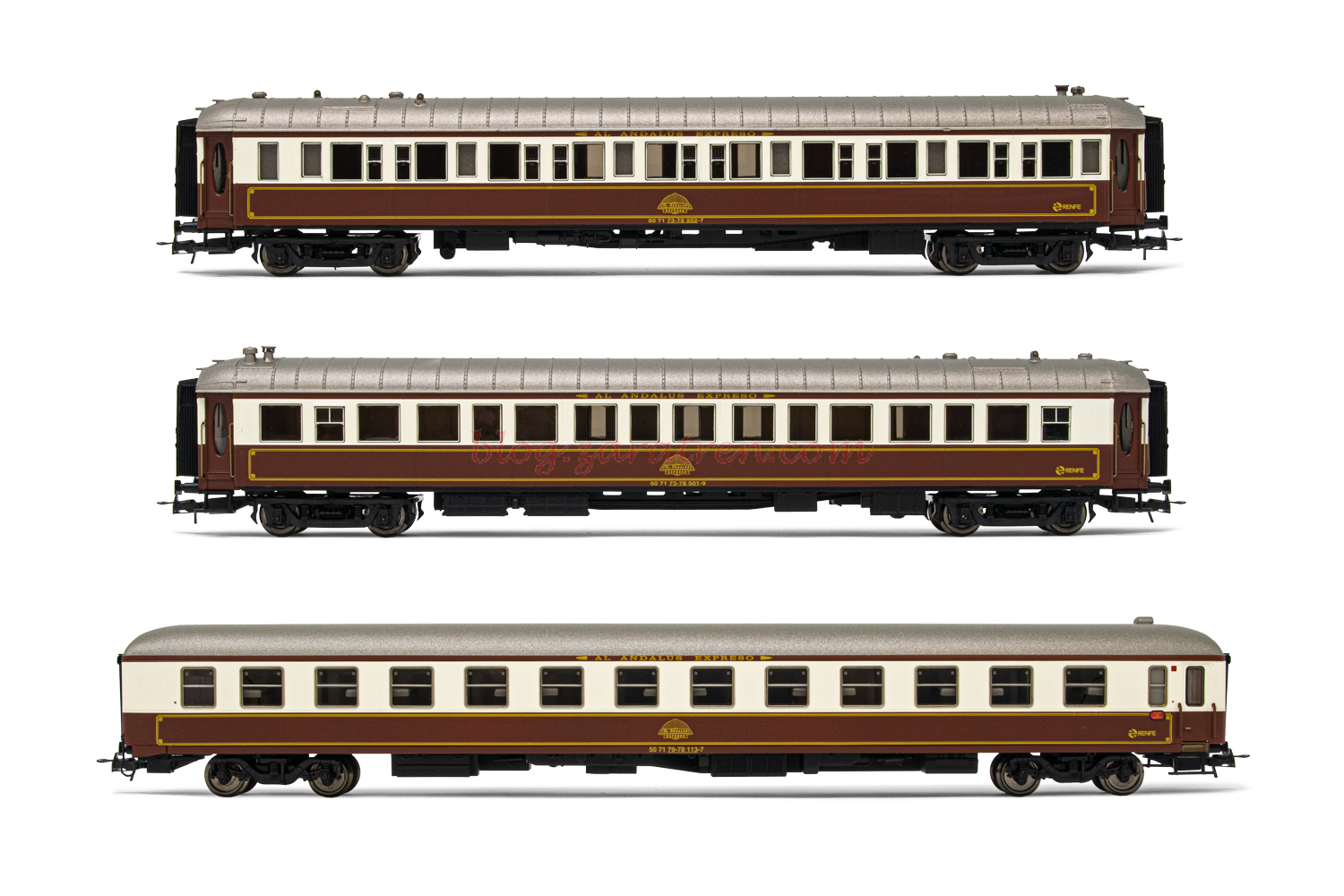 Electrotren – Set tren de 3 coches «Al-Andalus», 2 Coches WL, 1 Coche 7100, RENFE, Epoca IV, Escala H0, Ref: HE4007.