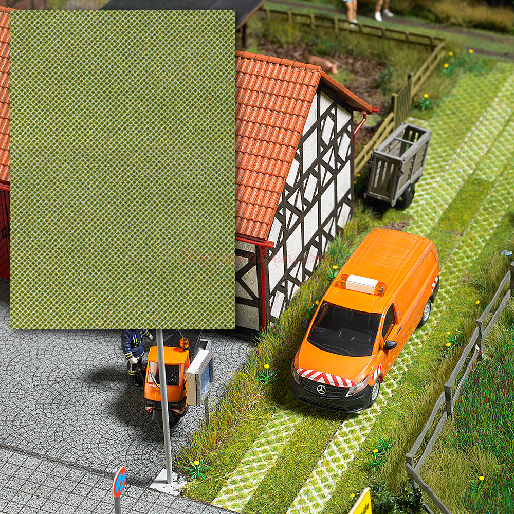 Busch – Panel decorativo 3D » Adoquines de hierba «, Escala H0. Ref: 7430