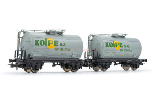 Electrotren - Set de dos vagones cisterna de dos ejes, " Koipe ", Color Gris, Epoca IV, Escala H0. Ref: HE6029