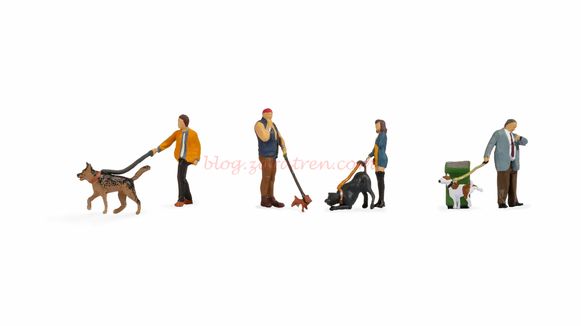 Noch – Personas paseando a perros, cuatro figuras, Escala H0, Ref: 15471.
