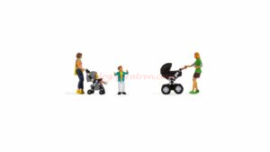 Noch - Madres con carritos de bebe paseando y un niño, cuatro figuras, Escala H0, Ref: 15584
