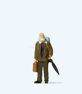 Preiser - Viajero con maleta y paraguas, 1 figura, Escala H0, Ref: 29109