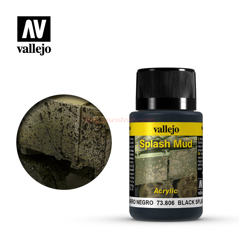 Vallejo – Weathering effects, Efectos de salpicaduras de barro Negro. Bote de 40 ml, Ref: 73.806.