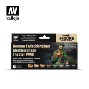 Vallejo - Set German Fallschirmjäger Mediterranean Theater WWII, 8 botes de 17 ml. Ref: 70.188.