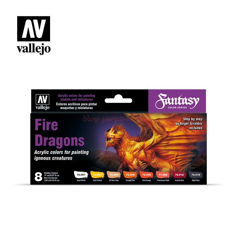 Vallejo – Set Fire Dragons, 8 botes de 17 ml. Ref: 72.312.