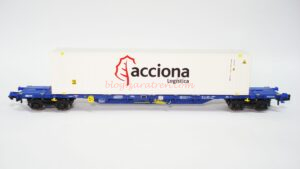 Arnold - Vagón Plataforma tipo Sgnss, Continental Rail, Color azul, Acciona, 45 pies, Escala N, Ref: HNS6547
