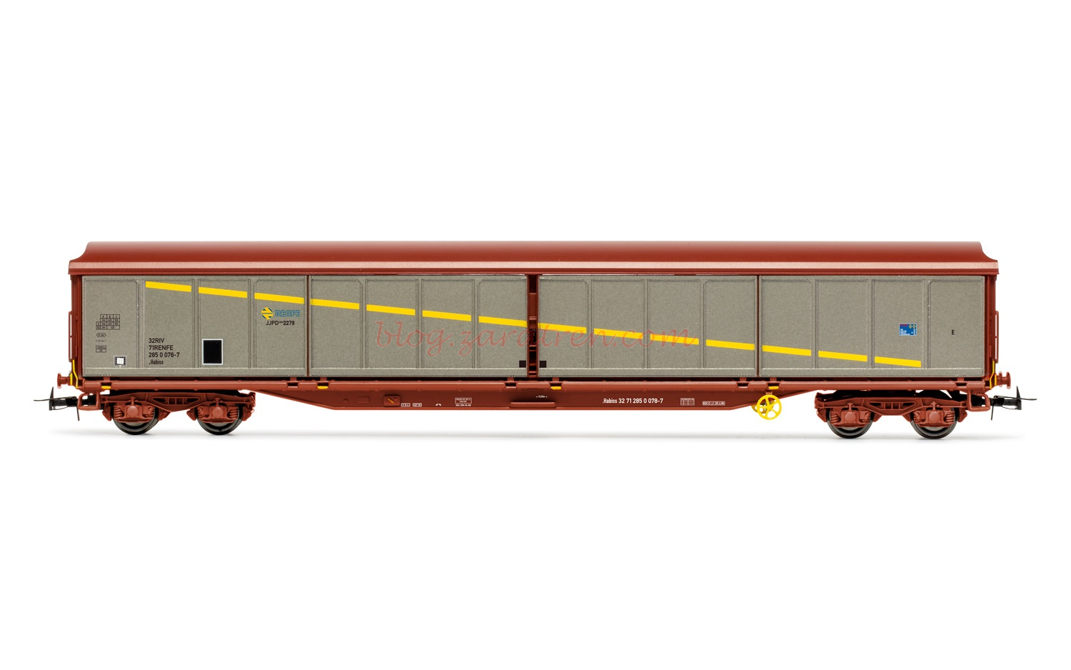 Electrotren – Vagón cerrado, Tipo JJPD, RENFE, Marrón/Plata, Epoca IV, Escala H0. Ref: HE6046