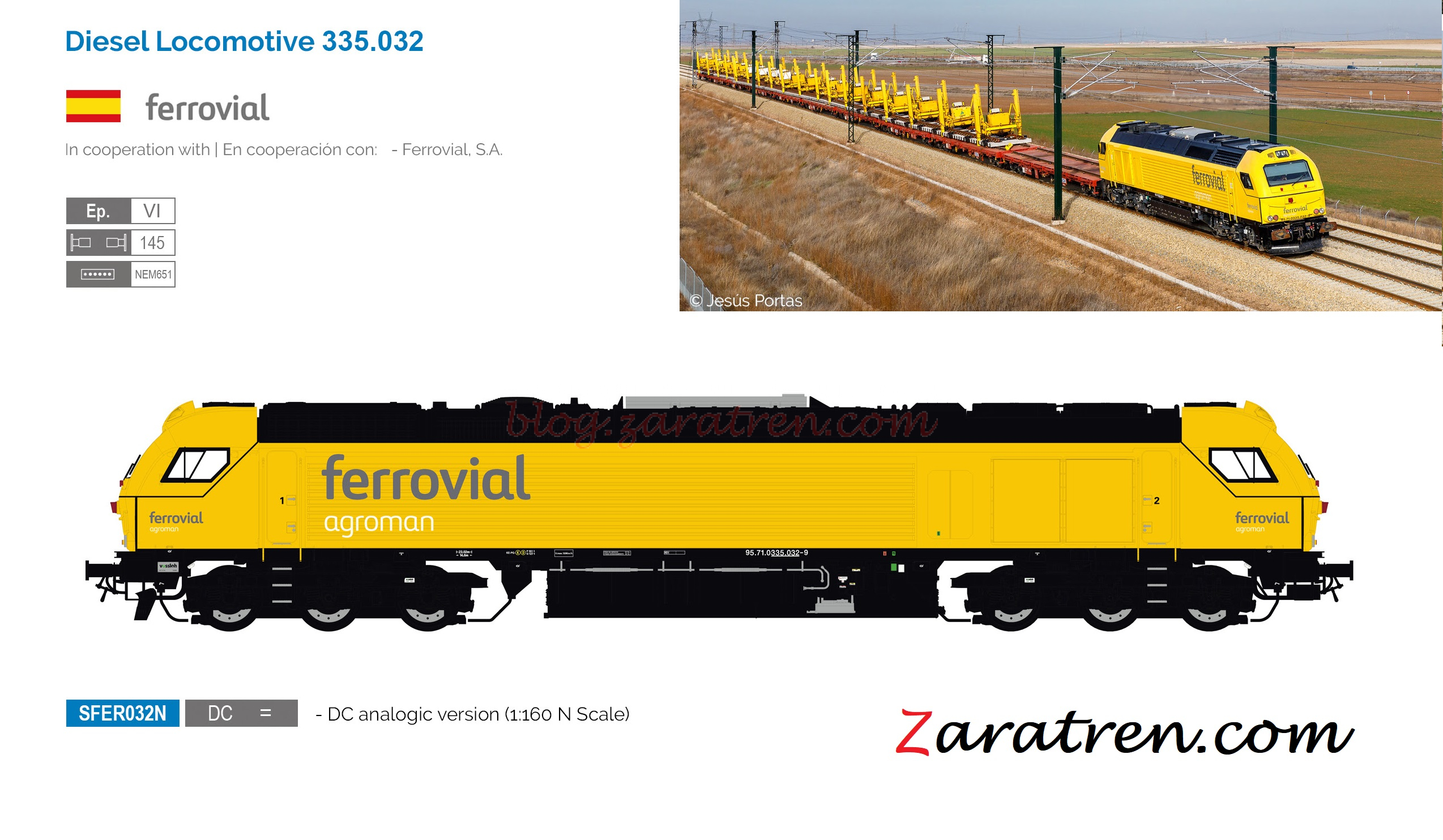 Sudexpress – Loc. Diesel Vossloh Euro 4000 Ferrovial, 335.032, Escala N. Ref: SFER032N.
