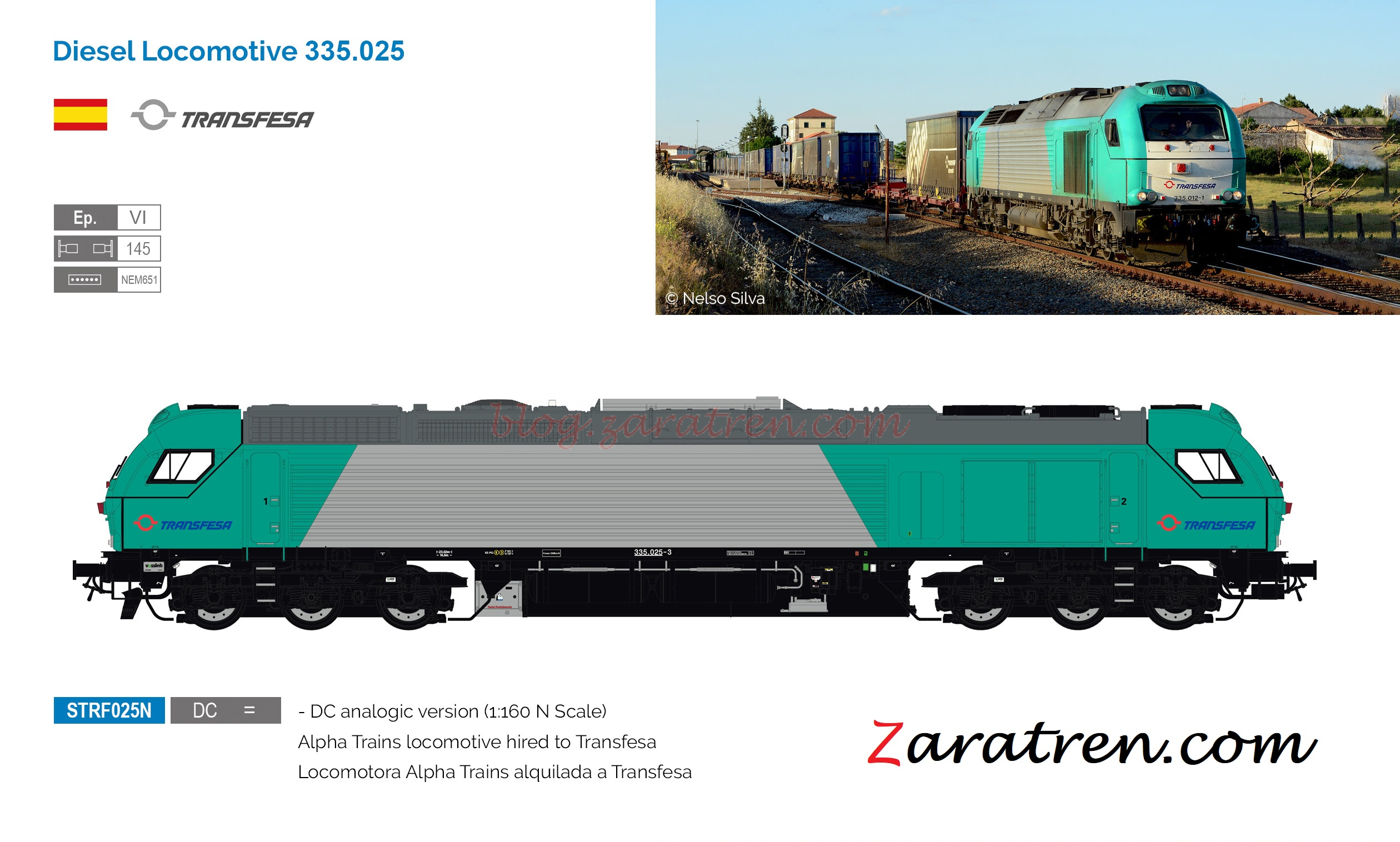 Sudexpress – Loc. Diesel Vossloh Euro 4000 Transfesa, 335.025, Escala N. Ref: STRF025N.