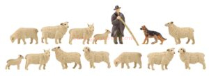 Faller - Pastor con perro y ovejas, Catorce figuras, Escala H0, Ref: 151901