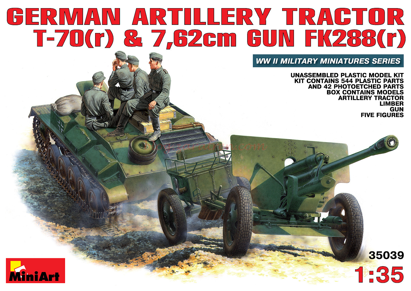Miniart Models – Pieza de Artilleria Aleman T-70(r), Escala 1:35, Ref: 35039