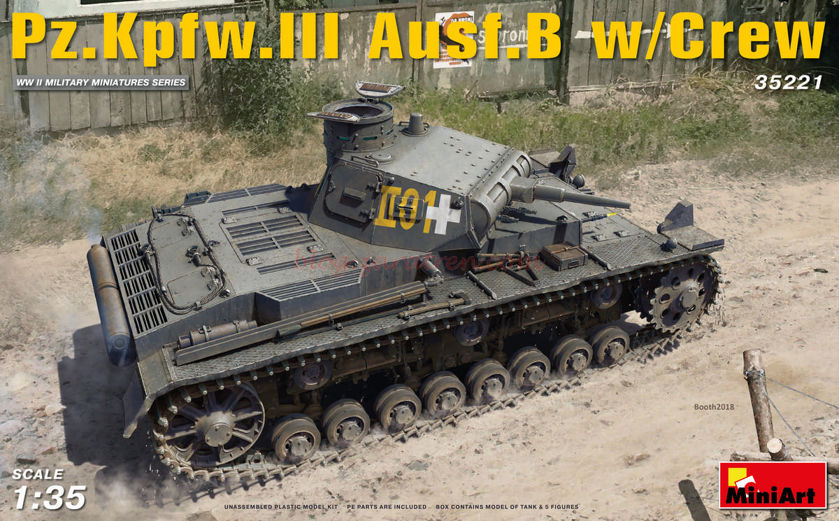 Miniart Models – Tanque Pz.Kpfw.III Ausf.B w/Crew, Escala 1:35, Ref: 35221.