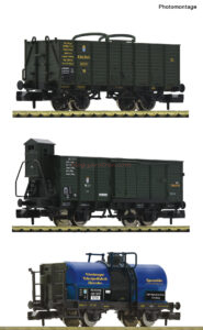 Fleischmann - Conjunto de tres vagones de mercancías, K.Bay.Sts.B, Epoca I, Escala N, Ref: 809005