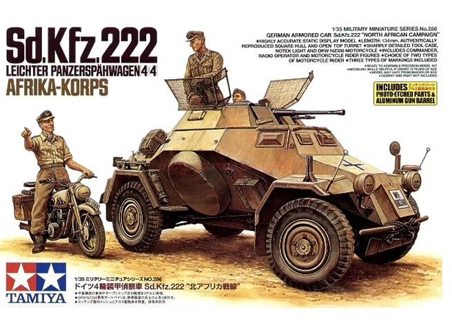 Tamiya – Vehiculo SD.KFZ.222 Norte de Africa, Escala 1:35, Ref: 35286.