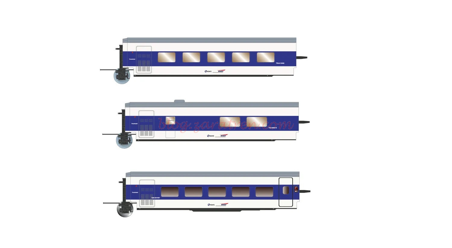 Arnold – Talgo » Francisco de Goya «, Tres Coches adicionales, SNCF/RENFE, Escala N, Ref: HN4356.