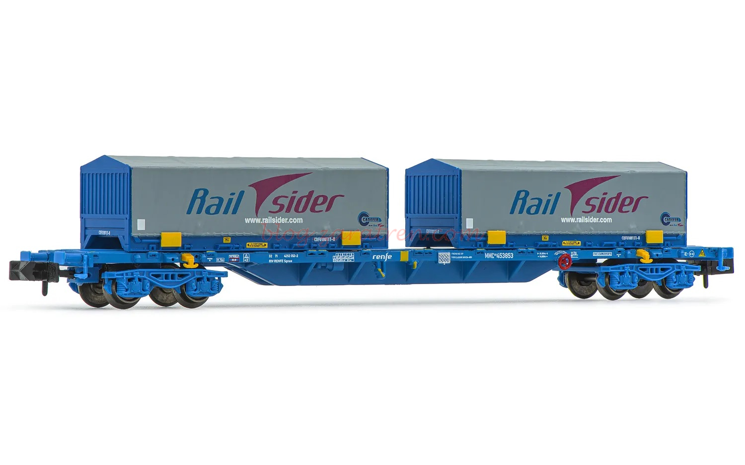 Arnold – Vagón Plataforma MMC, Renfe, C. azul, Carga Bobinas Tramesa, Escala N, Ref: HN6592.