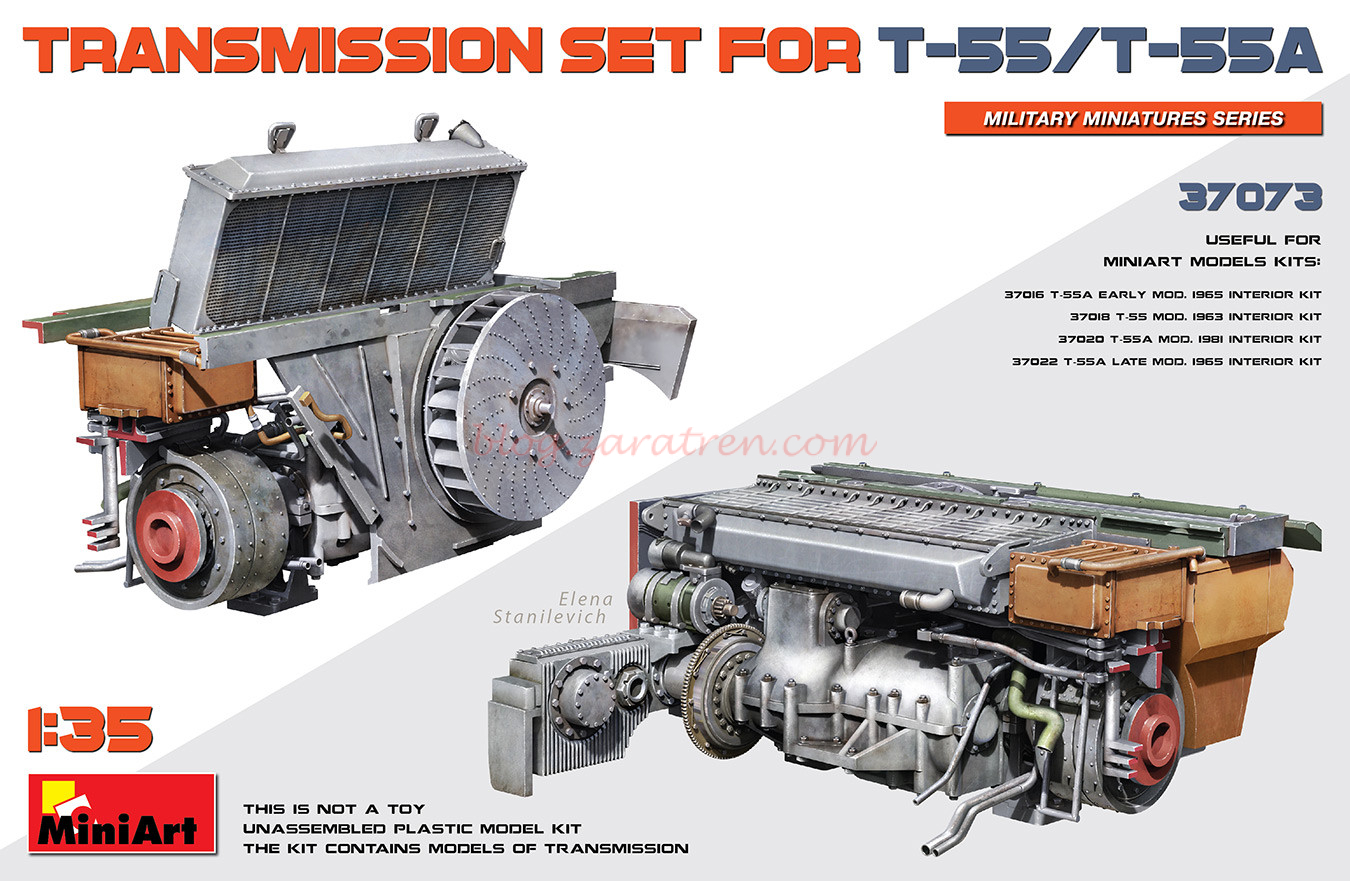 Miniart – Conjunto de Transmisión Anticipada T-55/T-55A, Escala 1:35, Ref: 37073.