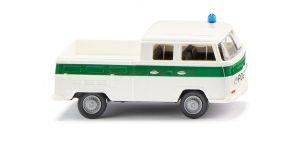 Wiking - Furgoneta Wolkswagen T2, " Policia Antidisturbios ", Color Blanco-Verde, Escala H0, Ref: 031405