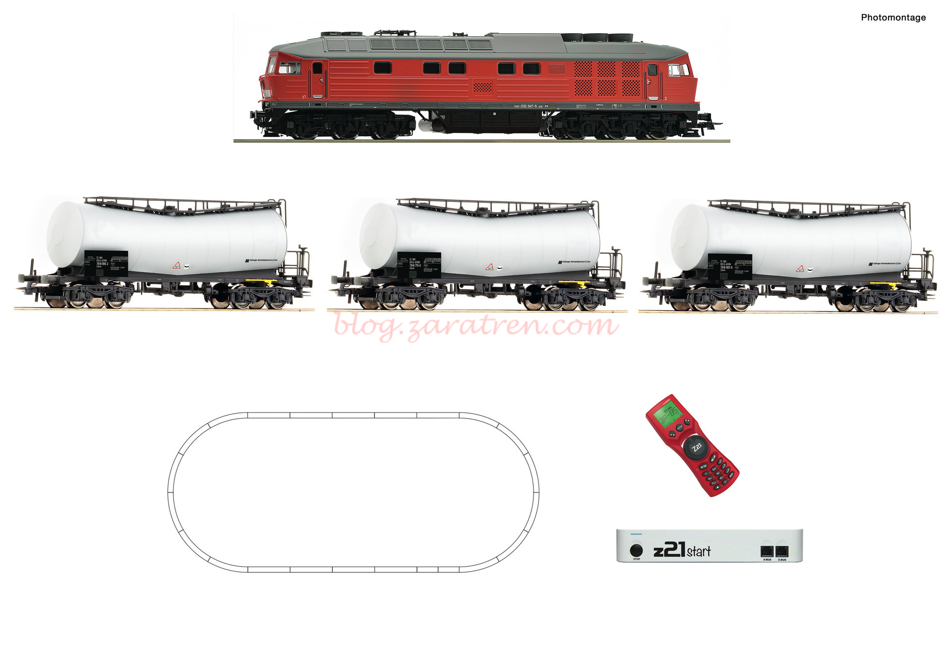 Roco – Set de iniciación Loc. Diesel clase 232, DB AG, Con cuatro vagones M., Digital, Z21 y mando, Ref: 51340.