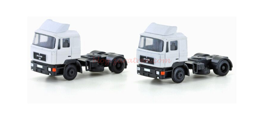 Minis Lemke – Conjunto de 2 cabezas de camión MAN F90, Color blanco, Escala N, Ref: LC4064