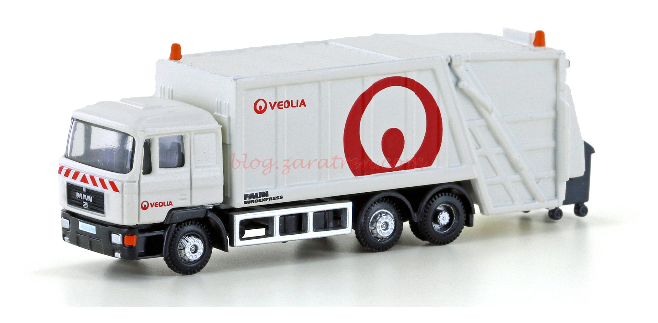 Minis Lemke – Camión de Basura MAN F90 Estructura » Vario-Press «, Color Blanco ( Veolia ), Escala N, Ref: LC4662
