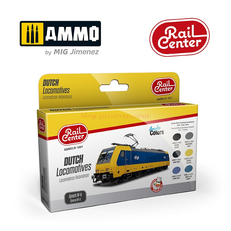 Ammo of Mig Jimenez – Set de Rail Center, Locomotoras Holandesas Época IV-V. Ref: AMMO.R-1001