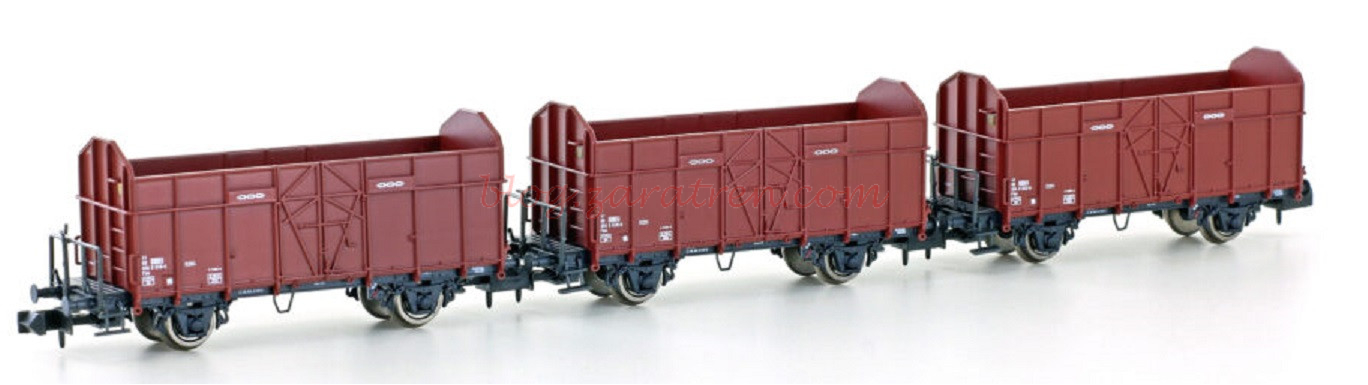 Lemke – Conjunto de tres vagones K3 de obras ferroviarias Fbkk, SBB, Epoca IV, Escala N, Ref: H24301