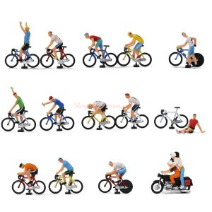 Zaratren - Conjunto de 15 figuras de ciclistas, Escala H0, Ref: ZT-DE1023