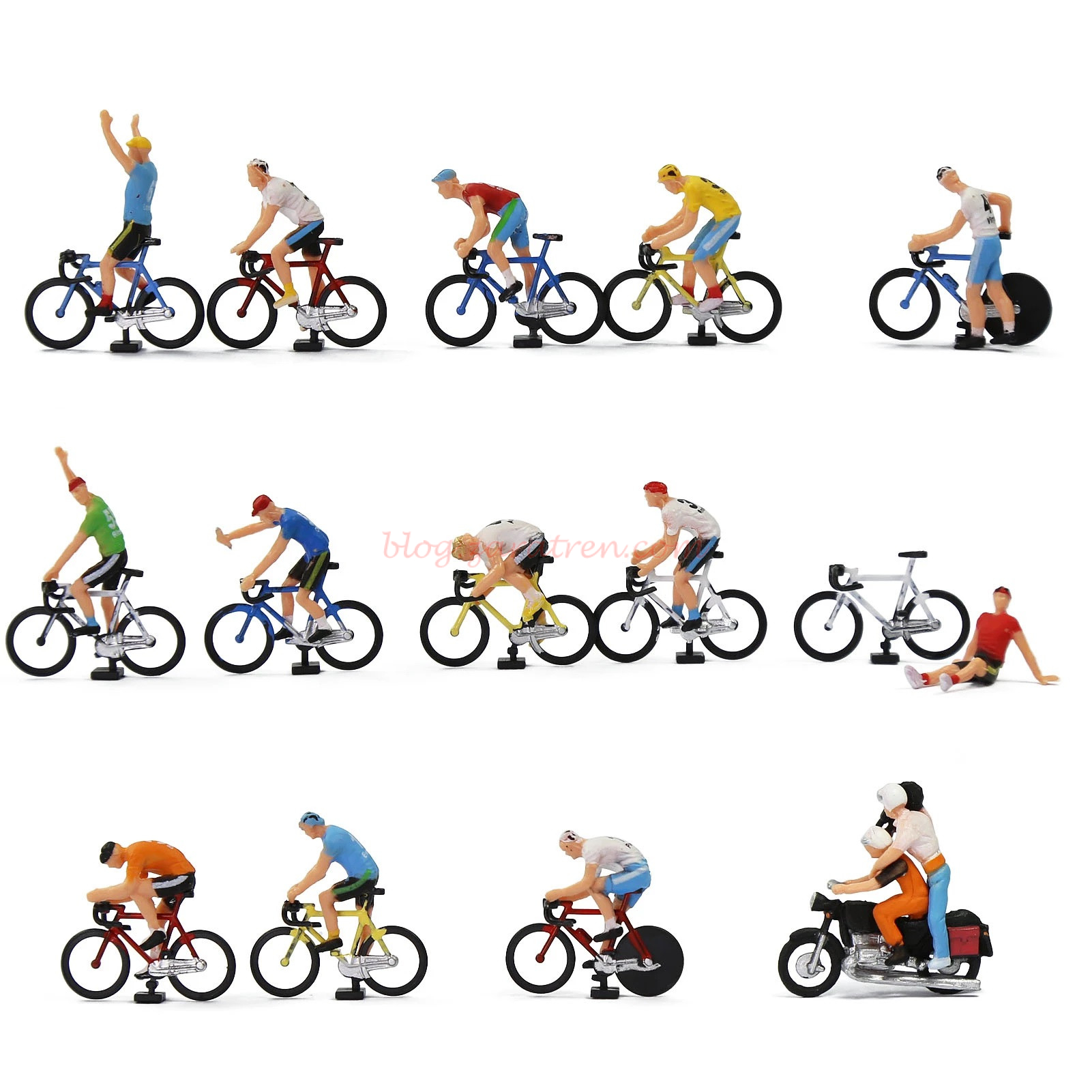 Zaratren – Conjunto de 15 figuras de ciclistas, Escala H0, Ref: ZT-DE1023