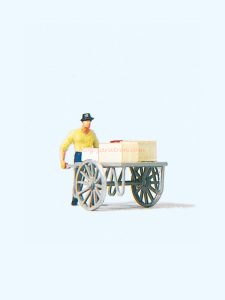 Preiser - Trabajador con Carro de carga, 1 figura, Escala H0, Ref: 28036