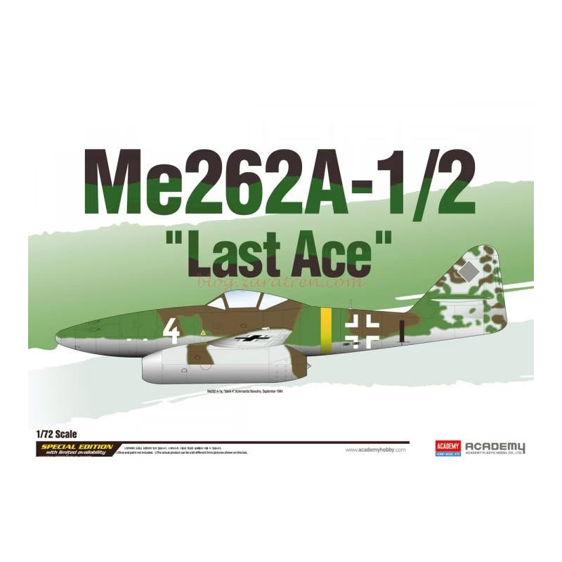Academy – Avión Messerschmitt Me 262A-1/ 2 «Last Ace», Escala 1:72, Ref: 12542