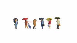 Noch - Personas caminando bajo la lluvia, Seis figuras, Escala H0, Ref: 15523