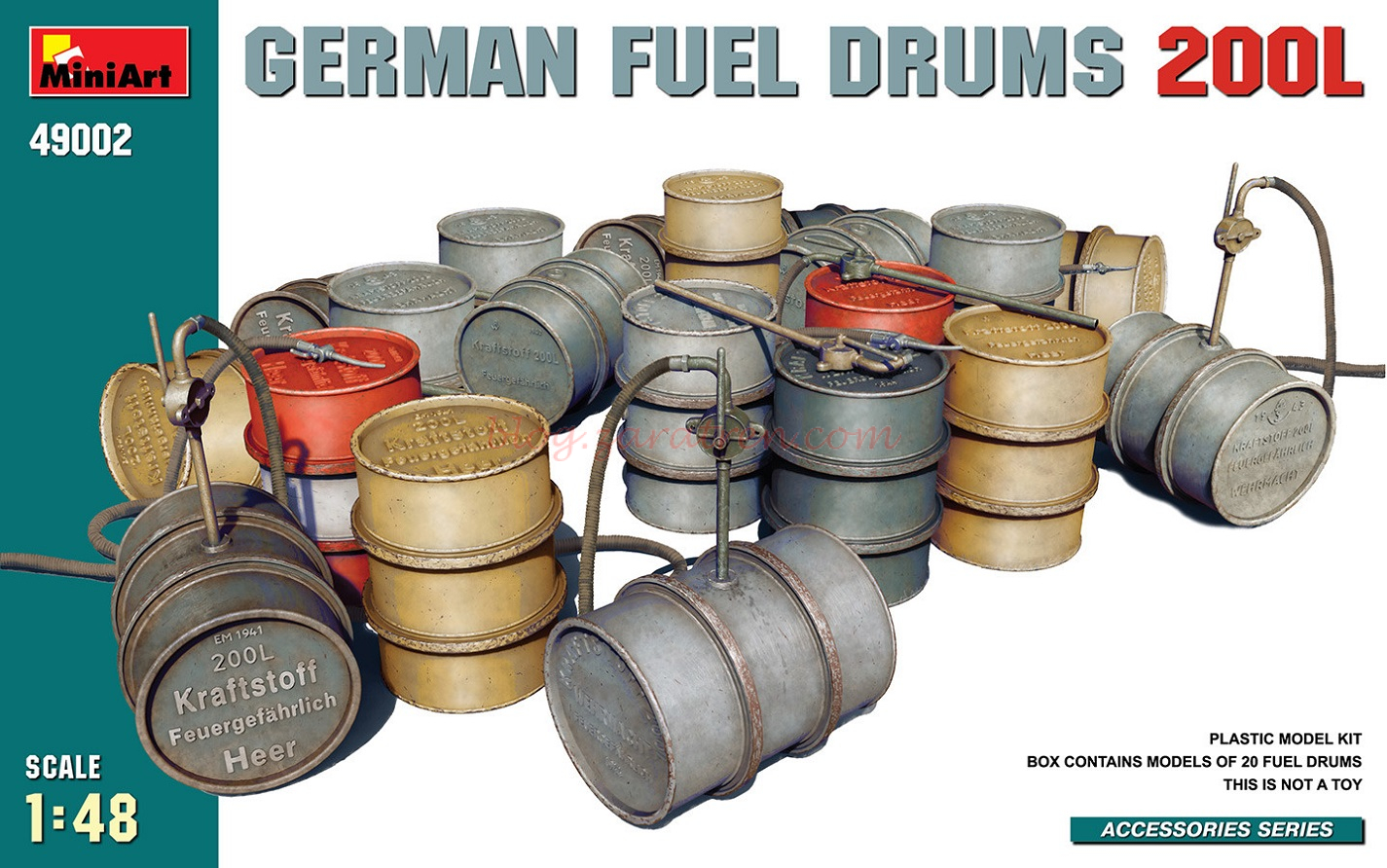 Miniart – Bidones de Combustible Alemán, Escala 1:48, Ref: 49002