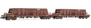 Arnold - Set de 2 vagones tolva, Faoos, para carbón, decoración marrón, «Transfesa», Epoca IV-V, Escala N, Ref: HN6552