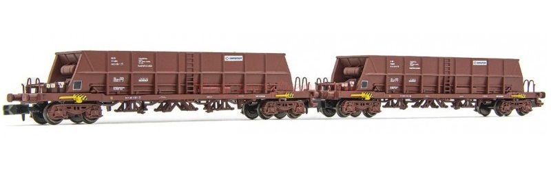 Arnold – Set de 2 vagones tolva, Faoos, para carbón, decoración marrón, «Transfesa», Epoca IV-V, Escala N, Ref: HN6552