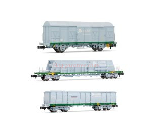 Arnold - Set de 3 vagones «Tren de contraste de básculas» ADIF, Epoca V-VI, Escala N. Marca Arnold, Ref: HN6553
