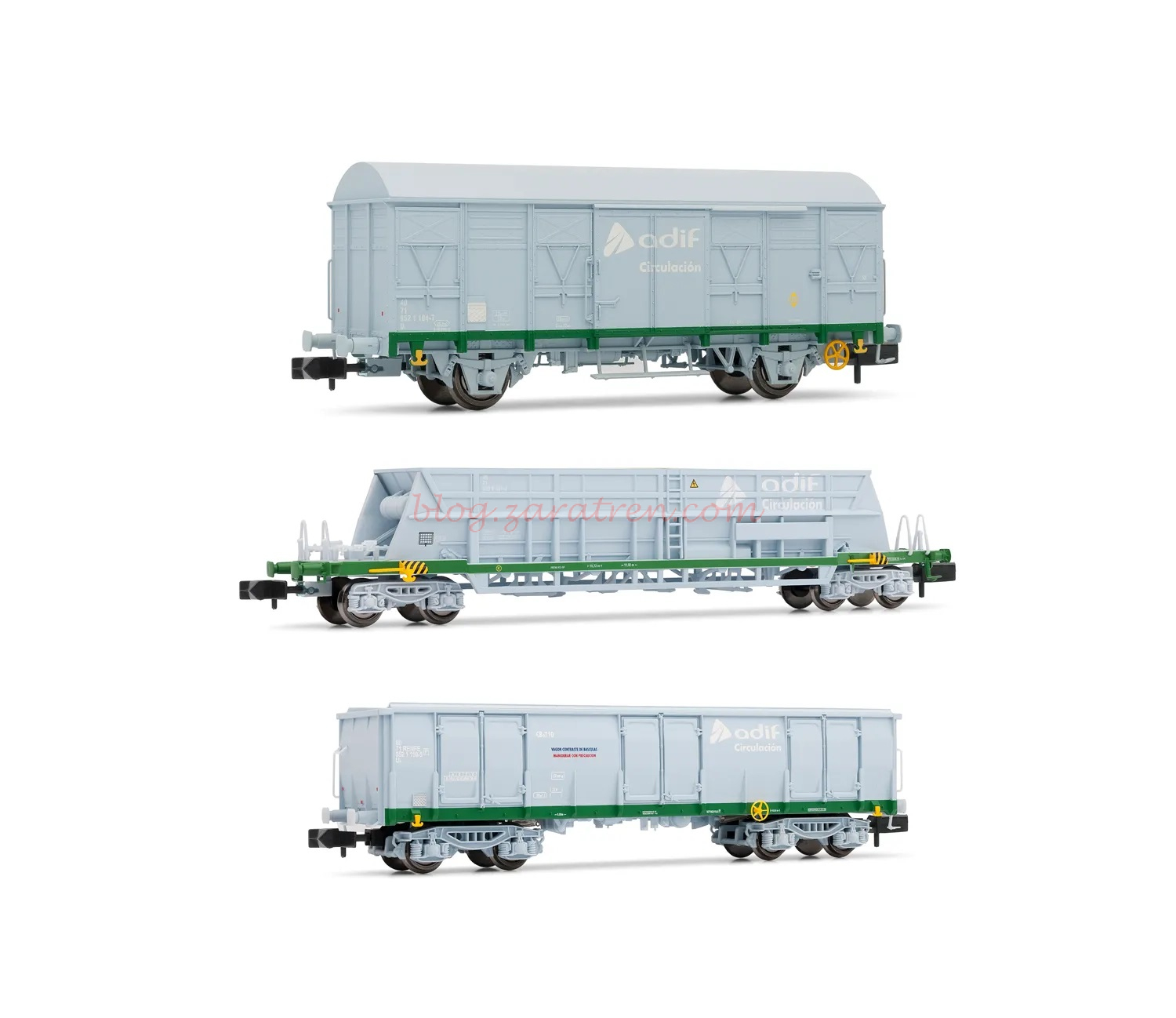 Arnold – Set de 3 vagones «Tren de contraste de básculas» ADIF, Epoca V-VI, Escala N. Marca Arnold, Ref: HN6553