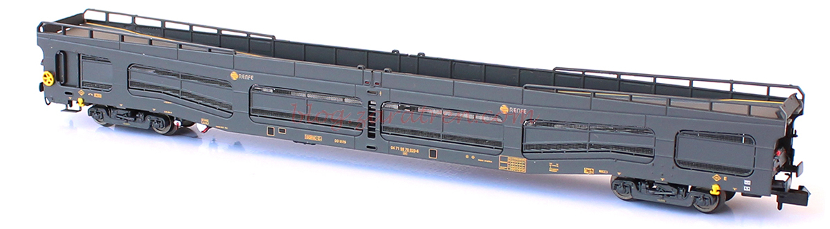 Mftrain – Porta-automóviles serie 9.500, DD-9519, V. original RENFE con paneles, Epoca IV, Escala N, Ref: N33283