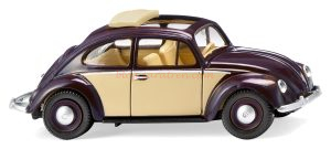 Wiking - VW Escarabajo 1200 con techo plegable, Color Crema y granate, Escala H0, Ref: 079433