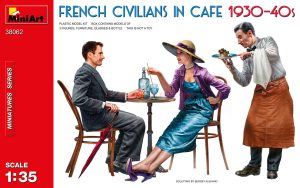 Miniart - Figuras de Civiles Franceses en Café 1930-40s, Escala 1:35, Ref: 38062