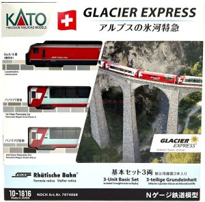Kato - Set RhB Tren Suizo Glacier Express, Epoca VI, Escala N, Ref: 10-1816
