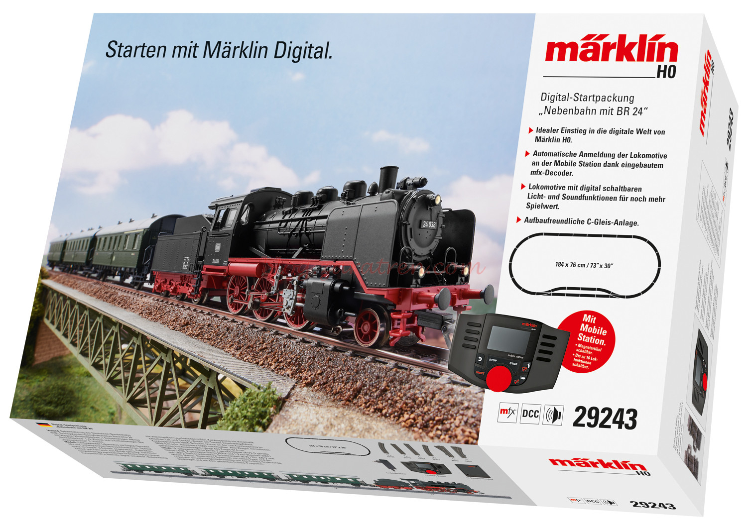 Marklin – Set de iniciacion Digital «BR24 con tren de pasajeros», Escala H0, Ref: 29243