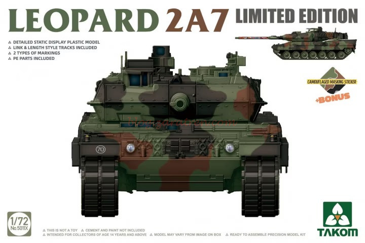 Takom – Tanque Leopard 2A7, Escala 1:72, Ref: 5011x