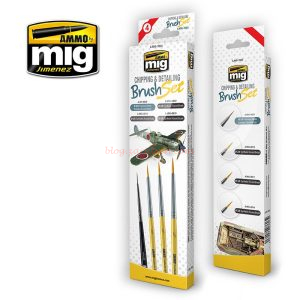 Ammo Mig Jimenez - Brush Set, Set de pinceles para desconchones y detallado, Ref: A.MIG-7603