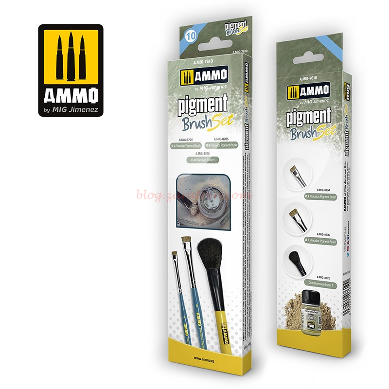 Ammo Mig Jimenez – Brush Set, Set de pinceles para pigmentos, Ref: A.MIG-7610