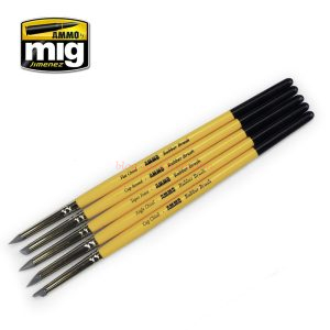 Ammo Mig Jimenez - Rubber brush Set, 5 Pinceles de punta de goma, Ref: A.MIG-7606