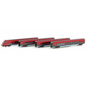 Hobbytrain - Set de Cuatro coches de Pasajeros RAILJET, OBB, Epoca VI, Escala N, Ref: H25220