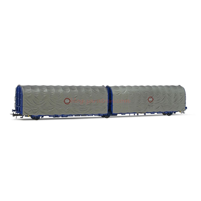 Electrotren – Vagón cubierto de 3 ejes tipo Lails, Decoración Azul » Transfesa «, Epoca IV, Escala H0. Ref: HE6042