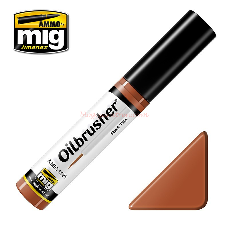 Ammo Mig Jimenez – Oilbrusher, Rojo Teja, Pintura al óleo con fino pincel aplicador, 10 ml, Ref: A.MIG-3525